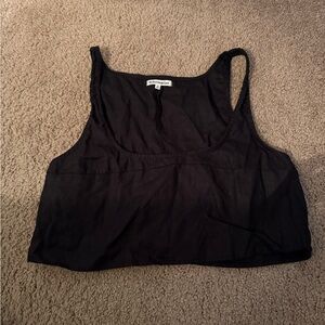 Cropped reformation black linen tank